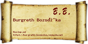 Burgreth Bozsóka névjegykártya